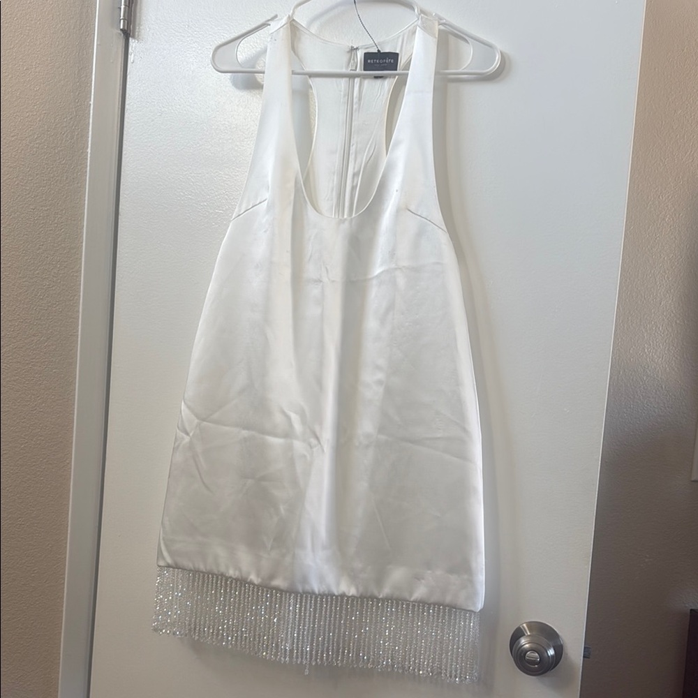 Retrofete White Sleeveless Halter Mini Dress (size Xsmall)